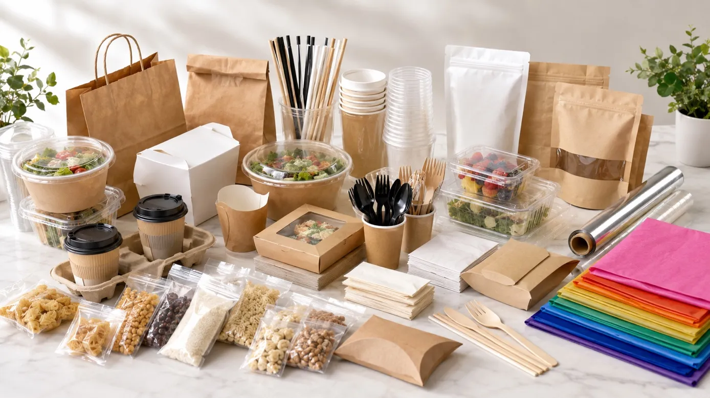 Wide range of kraft bags, paper cups and packaging materials