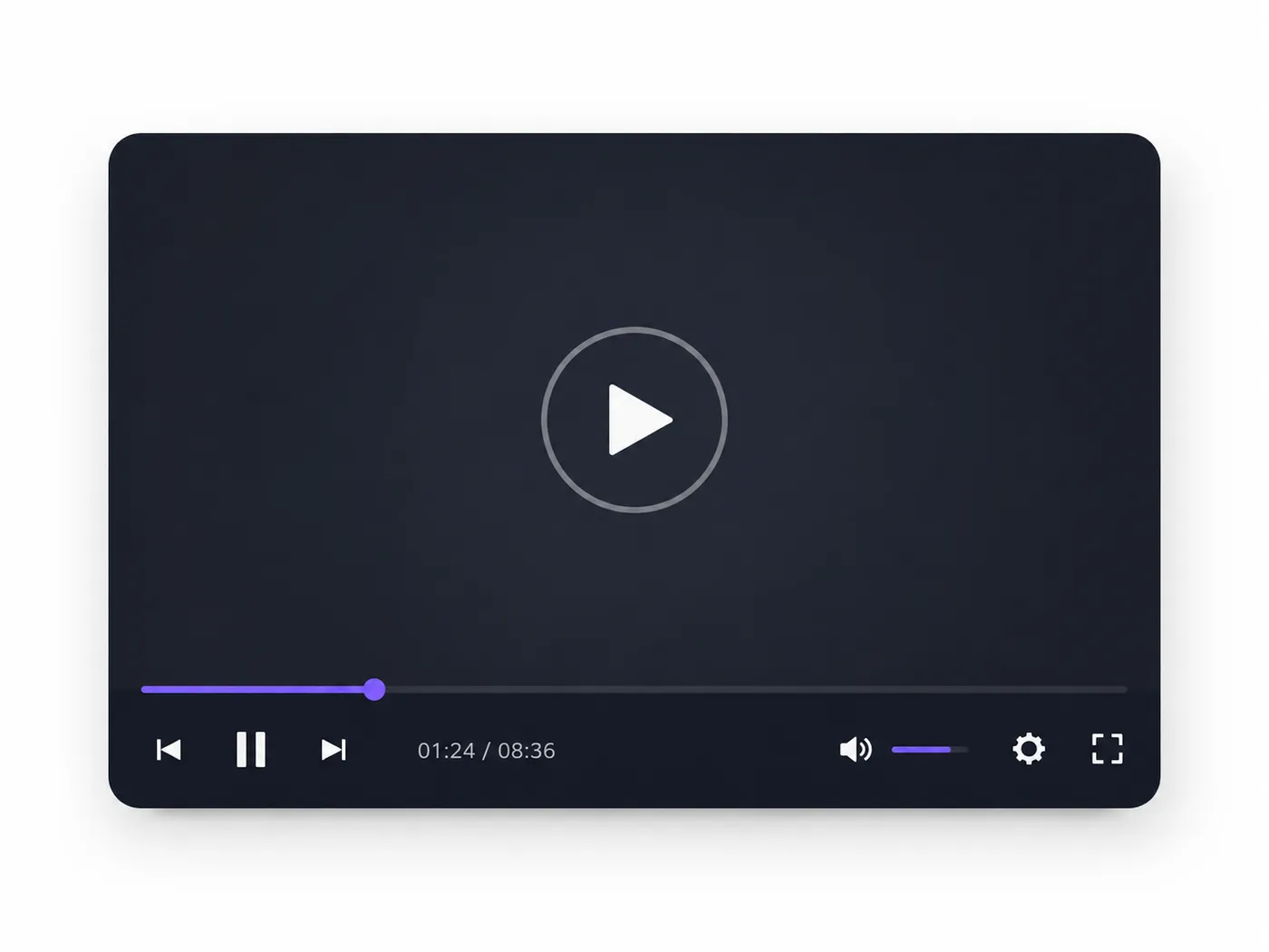 Koyu temalı video oynatıcı arayüzü